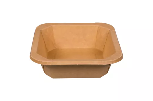Papierowy pojemnik sałatkowy Stretto™ 500 ml kwadratowy kraft 143x143x43 mm
