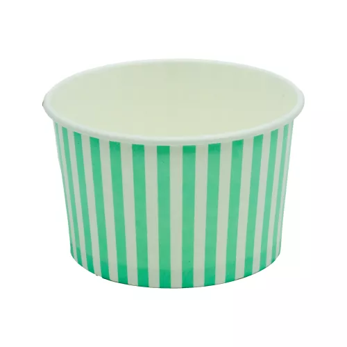 Pojemnik papierowy na lody i desery 310ml candy – zielony, paski