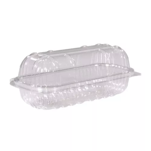 Opakowanie plastikowe na bagietkę / roladę / hot-doga 180x75x75 mm z wieczkiem na zawiasie