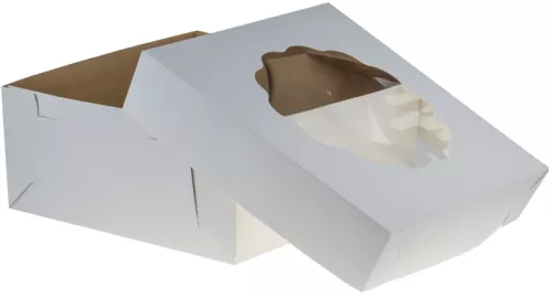 Kartonik na tort 32x32x14 cm biało-brązowy (spód)