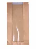 Torba papierowa fałdowa 28x15x8 cm brązowa kraft z okienkiem z folii PP