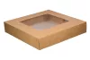 Pudełko papierowe 27x27x5cm (HP36) laminowane eco/kraft 'szuflada' z okienkiem do sushi, ciast i nie