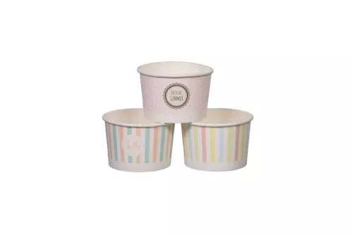 Pojemnik papierowy na lody i desery 130ml - wzór pastelowy mix
