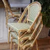 Krzesło ogrodowe PARIS zielono-kremowe, aluminiowa rama, rattan syntetyczny