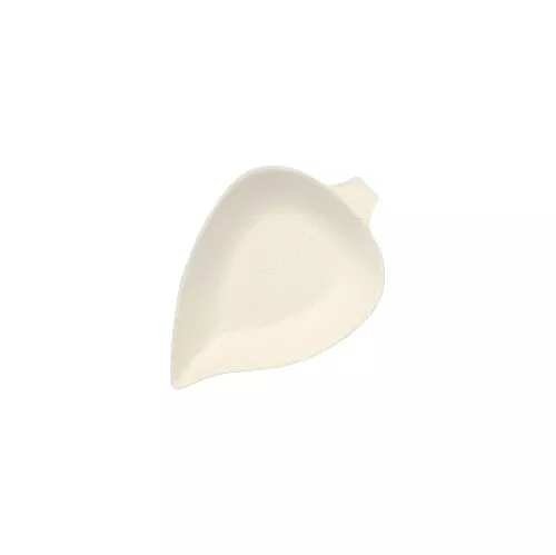 Talerzyk na przekąski LIŚĆ 8x6 cm z trzciny cukrowej, biały, fingerfood