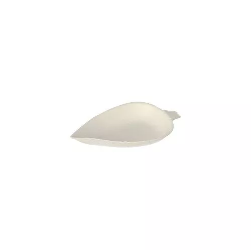 Talerzyk na przekąski LIŚĆ 8x6 cm z trzciny cukrowej, biały, fingerfood