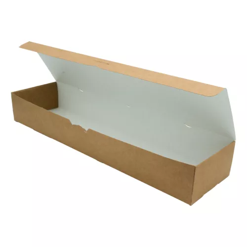 Pudełko kartonowe na zapiekankę brązowo-białe 42x11x6 cm