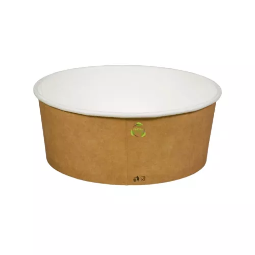 Pojemnik sałatkowy papierowy brązowo-biały GREEN LEAF 1300 ml śr. 180 mm (spód)