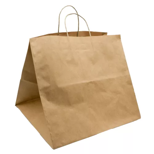 Torba papierowa klockowa 360x330x320 mm brązowa eco/kraft uchwyt skręcany - polecane do Sushi