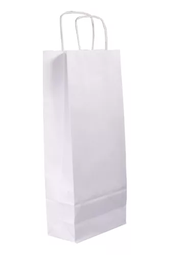 Torba papierowa klockowa biała na wino 160x80x390 mm