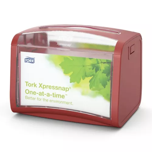 Dozownik do serwetek w składce N4 Tork Xpressnap® na stolik, czerwony