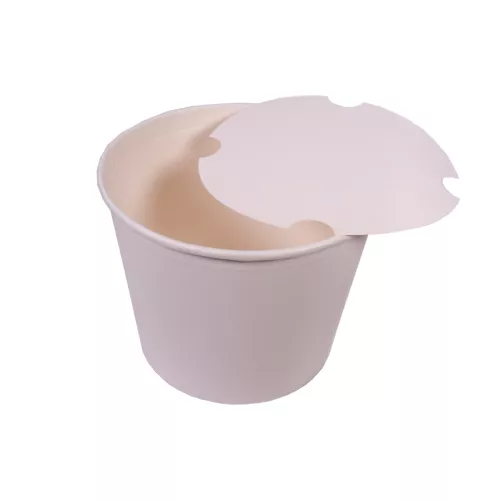 Wiaderko papierowe z wieczkiem 2,6L kubełek na popcorn/kurczaka biały