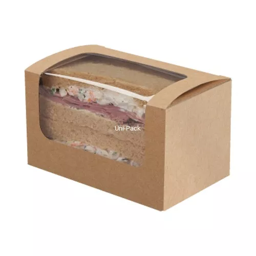 Prostokątne pudełko na kanapki 125x77x72mm brązowe, take away