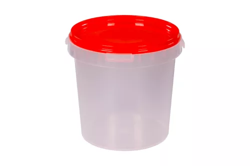 Wiadro 1l okrągłe transparentne z plombą, rączka plastikowa