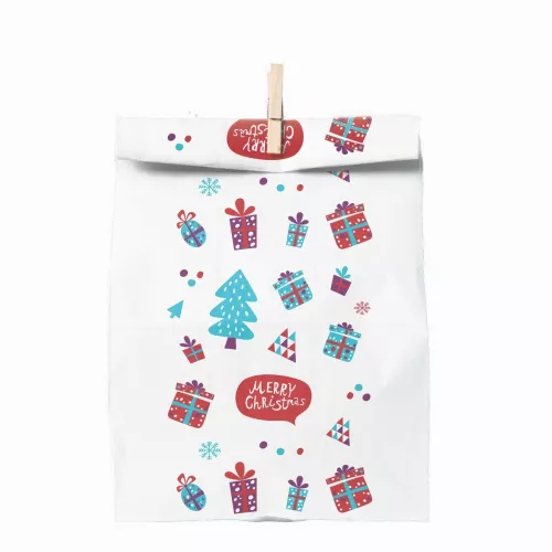 Torba papierowa fałdowa motyw Świąteczny 29x15x6,5 cm Merry Christmas