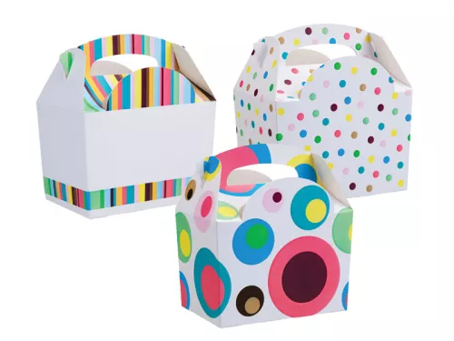 Pudełko z rączką Party Box 152 x 100 x 102mm PASKI & KROPKI - wycofane 22.02.2019