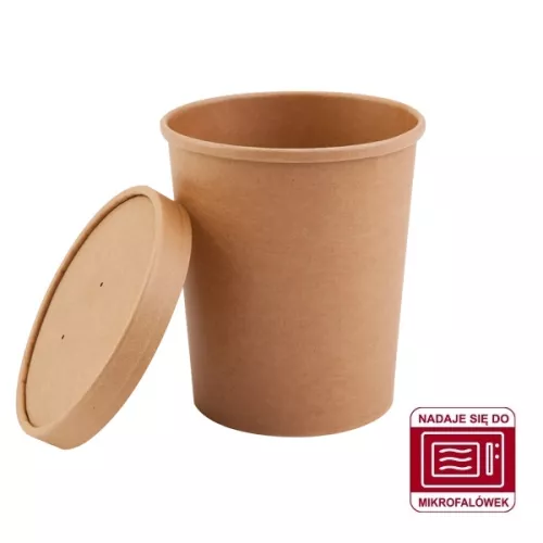 Pojemnik papierowy do zupy brązowy 900ml DO MIKROFALI
