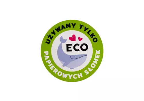 Naklejka ”UŻYWAMY TYLKO PAPIEROWYCH SŁOMEK”