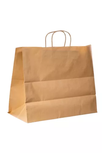 Torba papierowa klockowa 400x200x310 mm brązowa eco/kraft uchwyt skręcany