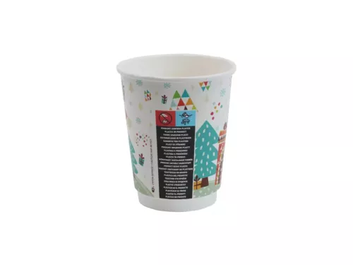 Kubek papierowy 2-warstwowy 300ml śr. 90 mm motyw Świąteczny Merry Christmas (logo żółw)