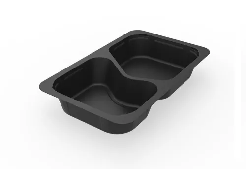 Pojemnik 1/4 GN Menu 263x161x43 mm 2-Komory, Czarny (Duni 181902)