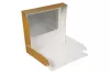 Pudełko papierowe 26x19x5cm (HP11) laminowane brązowo-białe z okienkiem do sushi i nie tylko