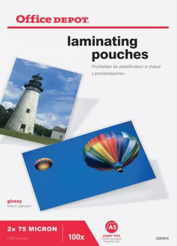 Folia do laminacji Office Depot, 154x216mm, A5, 2x75 µm, 100 sztuk