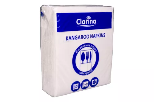 Kieszonka na sztućce - serwetki kangurki, białe, 2w
