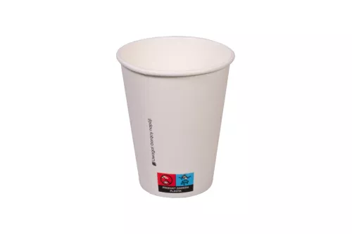 Kubek papierowy premium 300ml śr. 90 mm 1-warstwowy biały (z logo żółw)