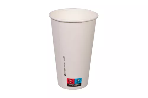 Kubek papierowy premium 400ml śr. 90 mm 1-warstwowy biały (z logo żółw)