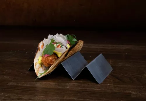 Stojak na 2 porcje taco/hot-dog/kanapka, stal nierdzewna