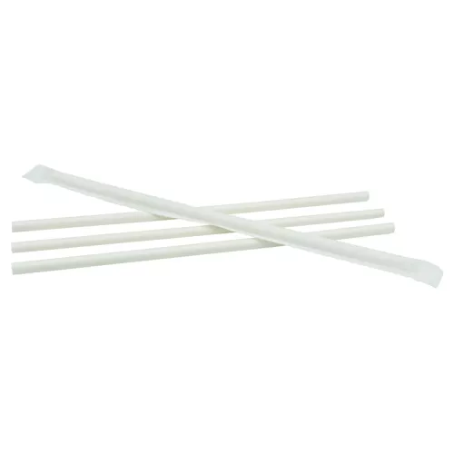 Słomka papierowa biała śr. 6mm, dł. 21cm SATINO w papierku