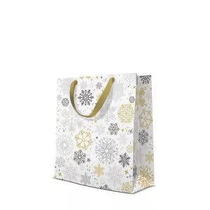 Torba prezentowa METALLIC SNOWFLAKES 20x25x10 cm