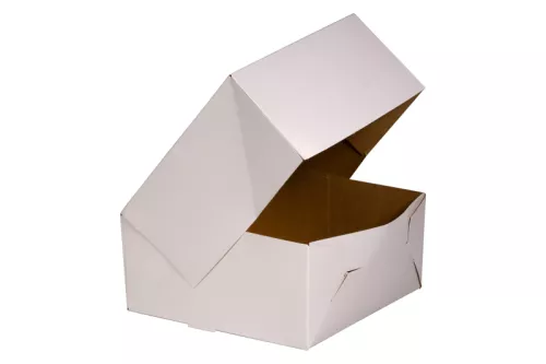 Kartonik na torty z wieczkiem klapowym 18x18x9 cm biało-brązowy