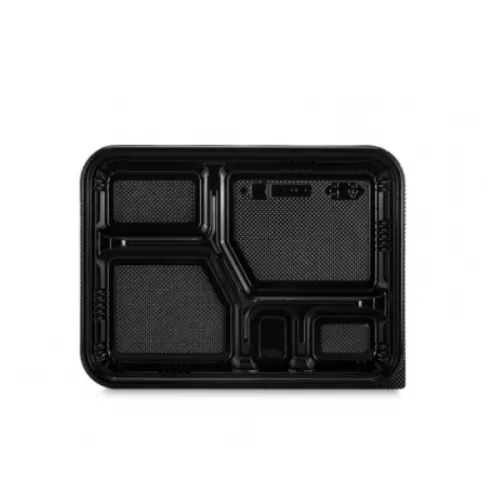 Opakowanie na sushi 5-komorowe / lunch box,  266x199x33+20 mm (HPJ8306) komplet