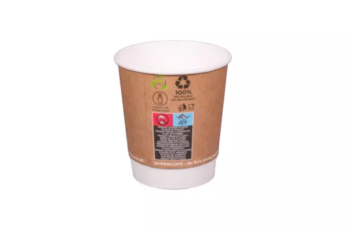Kubek papierowy kraft GREEN LEAF 2-warstwowy 200 ml (z logo żółw)