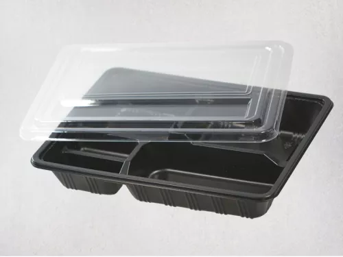 Opakowanie na sushi / lunch box, 5-komorowe 293x220x47+15 mm (HP72) komplet