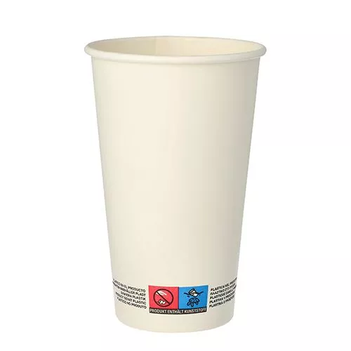 Kubek papierowy 1-warstwowy biały 400ml śr. 90 mm (z logo żółw)