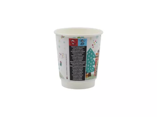 Kubek papierowy 2-warstwowy 250ml śr. 80 mm motyw Świąteczny Merry Christmas (logo żółw)