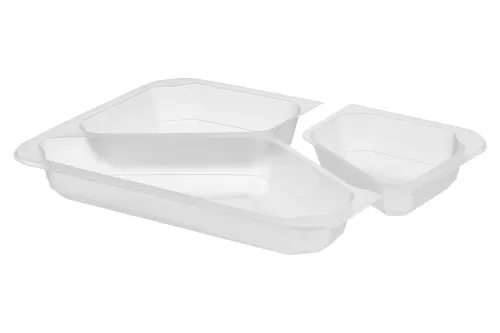Pojemnik obiadowy 3-dzielny z perforacją, mleczny 227x178x30 mm PP do zgrzewu