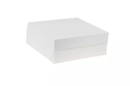 Opakowanie do tortów 25x25x10 cm z klapą, składane z tektury litej