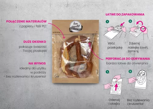 Torebka na kanapkę Loc Bag Razor 245x170 mm, BON APPETIT, Papier + PET