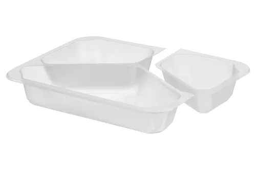 Pojemnik obiadowy 3-dzielny z perforacją, mleczny 227x178x40 mm PP do zgrzewu