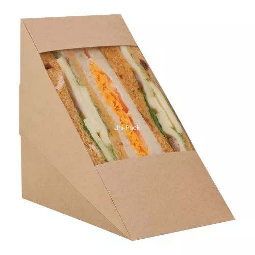 Trójkątne pudełko na kanapki 123x82x123mm brązowe