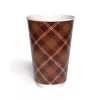 Kubek papierowy 2-warstwowy CIEMNA KRATKA 400 ml śr. 90 mm, brązowy (z logo żółw)