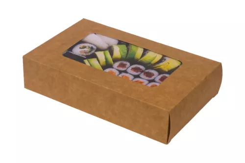 Pudełko papierowe 23x14,5x5cm (HP09) eco/kraft 'szuflada' z okienkiem do sushi, ciast i nie tylko