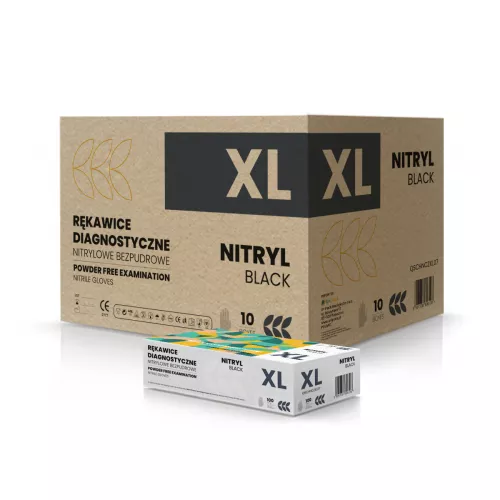 Rękawice nitrylowe bezpudrowe - XL - czarne