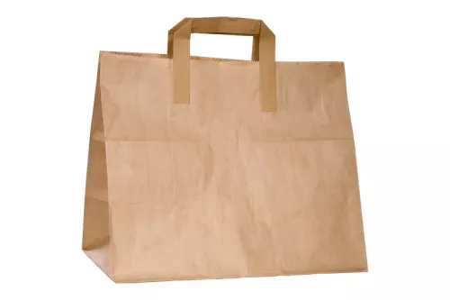 Torba papierowa klockowa brązowa eco/kraft 320x170x290 mm uchwyt płaski