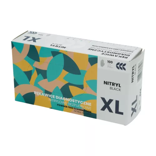 Rękawice nitrylowe bezpudrowe - XL - czarne