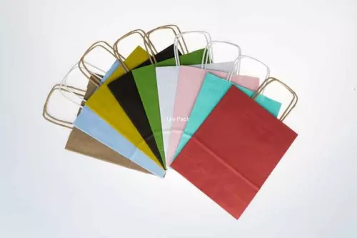 Torba papierowa klockowa 180x80x225 mm mix kolorów uchwyt skręcany